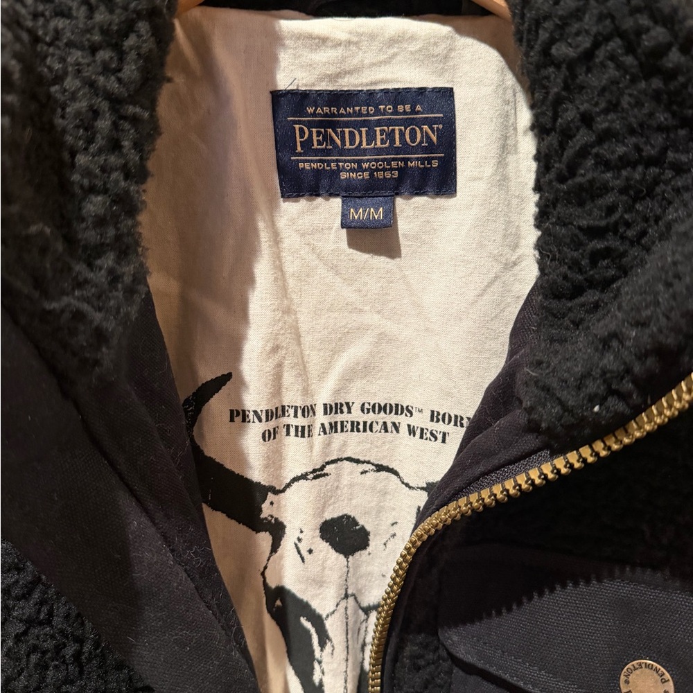 Pendleton Black Jacket with Shearling Collar